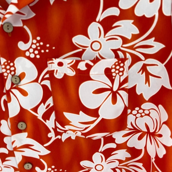Vintage Kennington XL Orange Hawaiian Shirt Floral Button Up Tropical Menswear - Picture 5 of 10